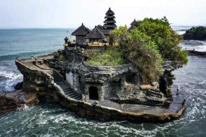 Tanah Lot Temple, a famous sea temple located in Bal