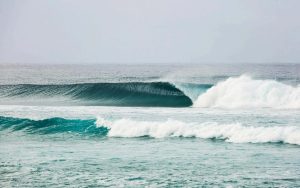 View of sea waves breaking on the beach