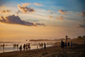 The view at sunset on the beach